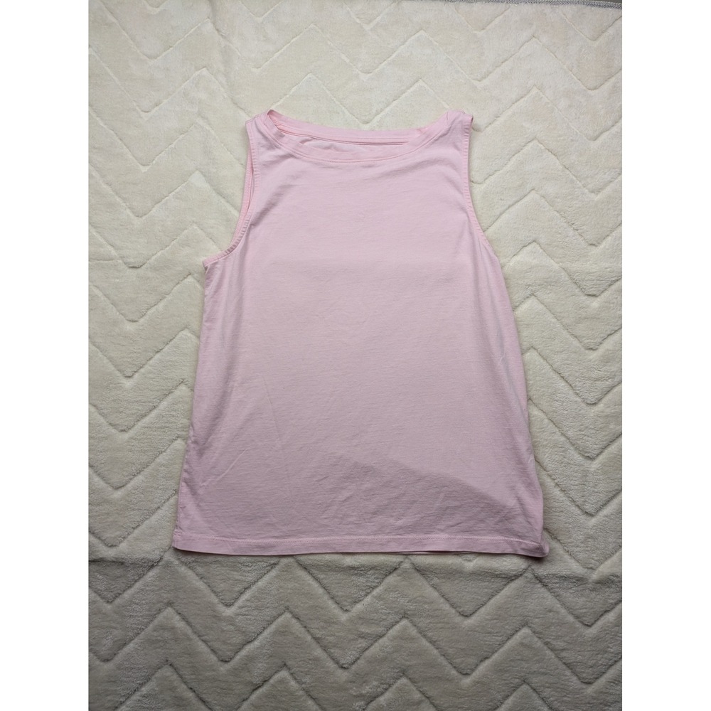 Lands End Womens Pink Sleeveless Tank Top Crew Neck 100% Cotton Size M Tall